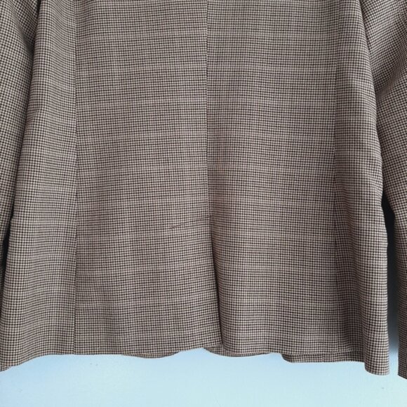 PURE Alfred Sung Plaid Houndstooth Blazer Jacket Tan Cream Sz S - Picture 11 of 15